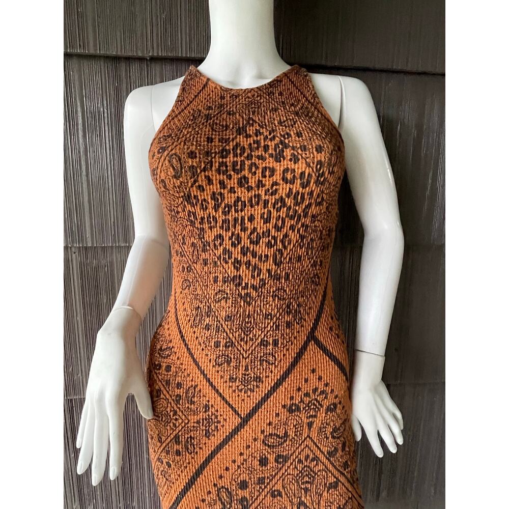 🔥Farm Rio Anthropologie Alyse Knit Leopard Print Bodycon Midi Dress Size M - Picture 6 of 14